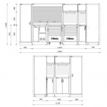 Mobilier d’atelier en angle 7 éléments RSC50 2.0 L Beta