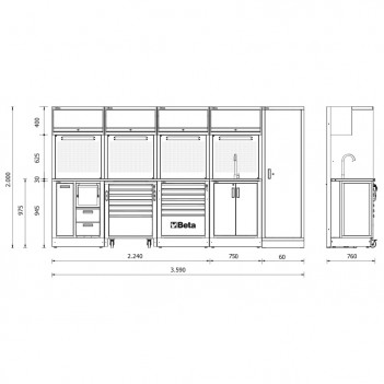 Mobilier d’atelier 5 éléments RSC50 2.0 H Beta