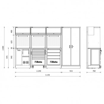 Mobilier d’atelier 4 éléments RSC50 2.0 G Beta