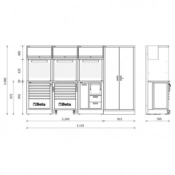 Mobilier d’atelier 4 éléments RSC50 2.0 F Beta