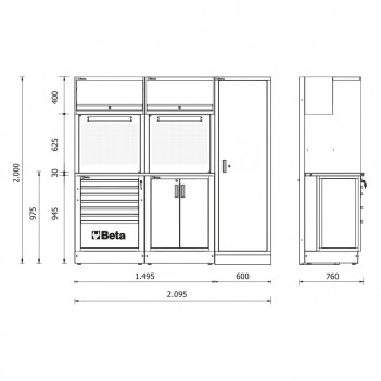 Mobilier d’atelier 3 éléments RSC50 2.0 D Beta