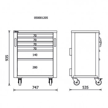 Werkzeugwagen 6 Schubladen RSC50 2.0 C6 für Möbel RSC50 Beta