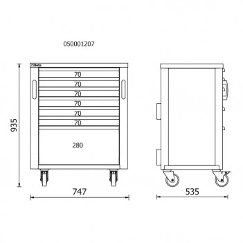 Werkzeugwagen 7 Schubladen RSC50 2.0 C7 für Möbel RSC50 Beta