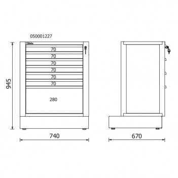 Modul Festmöbel 7 Schubladen RSC50 2.0 M7 für Möbel RSC50 Beta