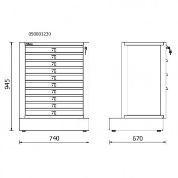 Modul Festmöbel 10 Schubladen RSC50 2.0 M10 für Möbel RSC50 Beta
