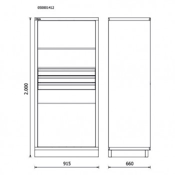 Metallschrank mit 2 Türen und Schubladen RSC50 2.0 A2/3C für Möbel RSC50 Beta