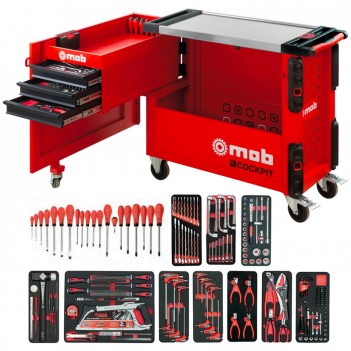 Servante d'atelier cockpit - 10 modules mousse 190 outils Mob