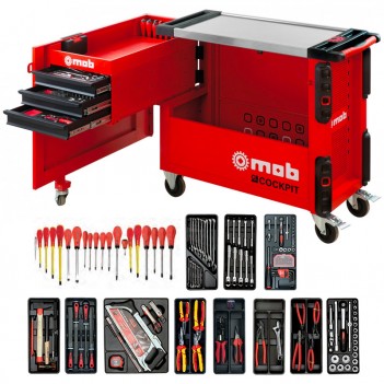Servante d'atelier cockpit - 11 modules thermoformés 206 outils Mob