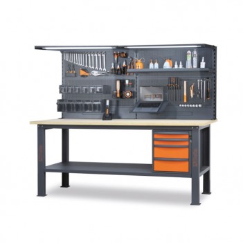 Werkbank Arbeitsplatte Holz 2,1m + Lochplatten C58BC-W2,1 4C/A+SVR Beta