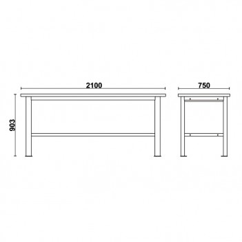 Werkbank Arbeitsplatte Edelstahl 2,1m C58BC-X2,1 Beta
