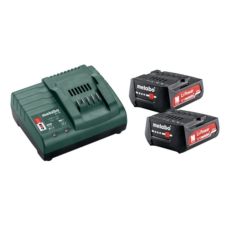 Set 2 Akkus 12V - 2,0 Ah + Ladegerät SC 30 Metabo Set 2 Akkus 12V - 2,0 Ah + Ladegerät SC 30 Metabo