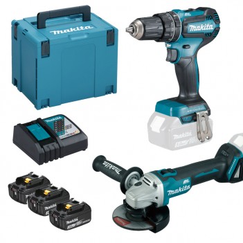 Set 18V Schlagbohrschrauber + Winkelschleifer Ø 125mm DLX2334J Makita