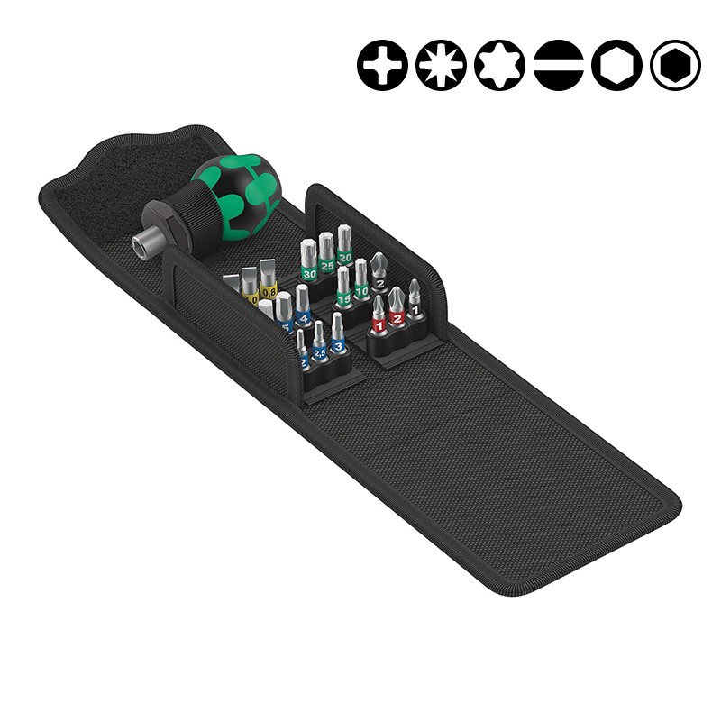 Jeu d'embouts Kompakt Stubby 1 avec tournevis Wera Jeu d'embouts Kompakt Stubby 1 avec tournevis Wera