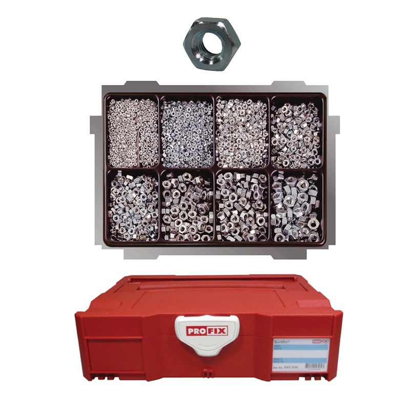 Assortiment d'écrous acier zingue 2830 pièces PROFIX Assortiment d'écrous acier zingue 2830 pièces PROFIX