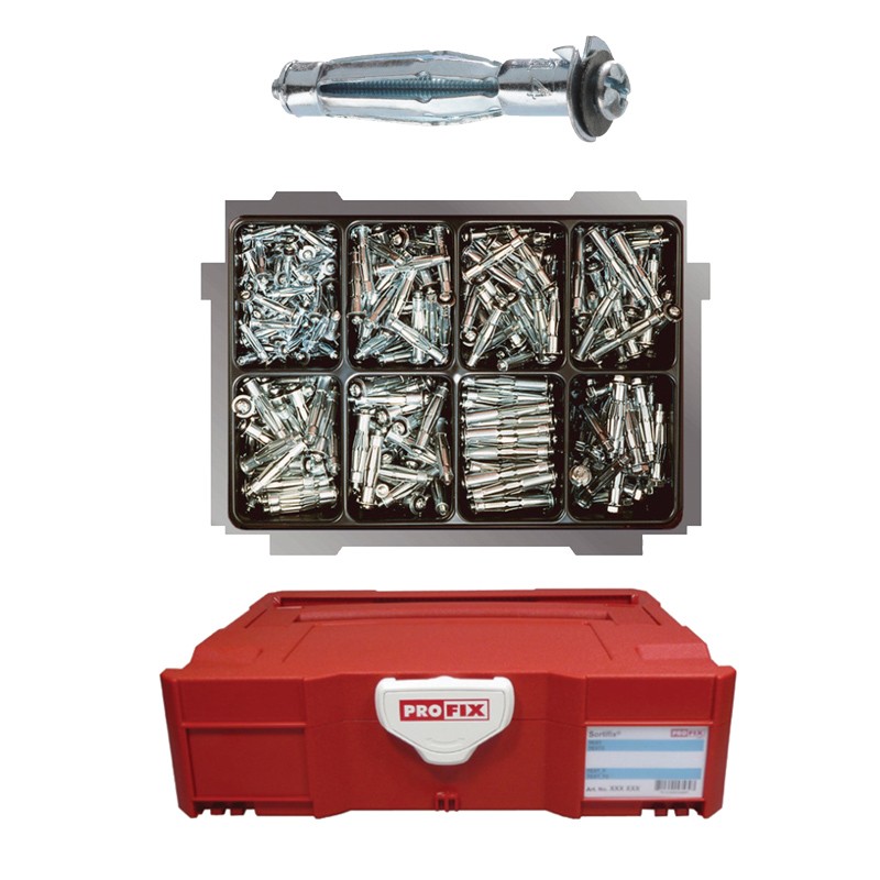 Assortiment de chevilles métallique pour corps creux PHD 370 pièces PROFIX Assortiment de chevilles métallique pour corps creux PHD 370 pièces PROFIX