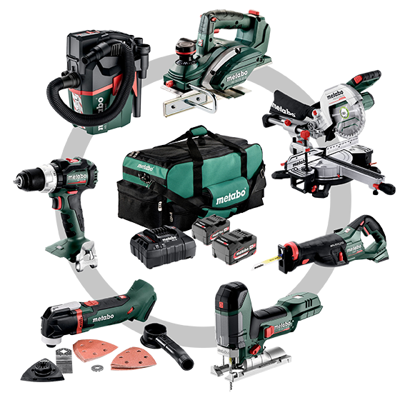 Combo Set Bois 7 machines + Accus et chargeur Metabo