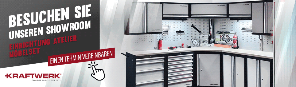 Werkstatt-Einrichtung Kraftwerk Mobilio Showroom MyToolSwiss